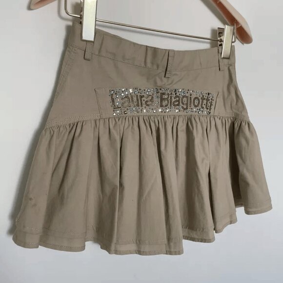 Laura Biagiotti Girls skirt Sz 9/10A/cm 140 Beige With Rhinestones Details - Picture 4 of 8